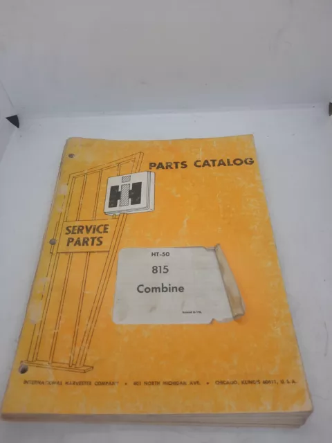 IH International Harvester 815 Combine Parts Manual Catalog
