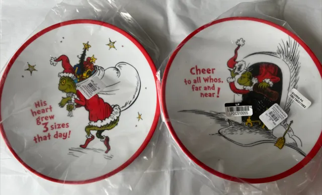 New Pottery Barn Kids Dr. Seuss’s The Grinch Melamine Plates - Two - Free Ship
