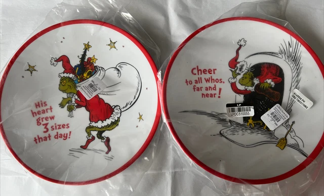 New Pottery Barn Kids Dr. Seuss’s The Grinch Melamine Plates - Two - Free Ship