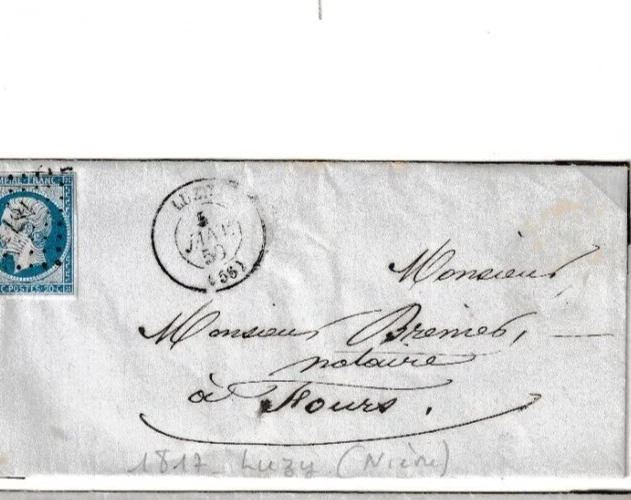lettre 1859 Luzy (( Nièvre ))