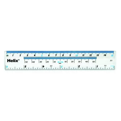 Helix Clear Plastic Rulers15cm / 6 Inch - Singles, Pack of 3 or Pack of 10