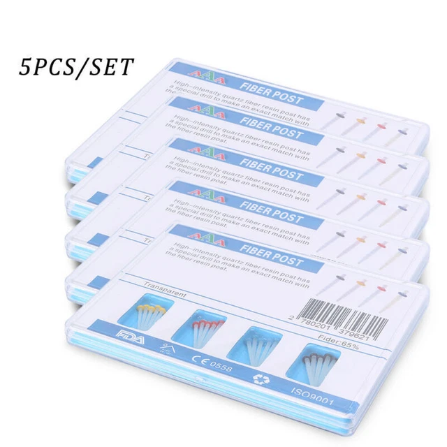 5 Box Dental Screw 4 Drills Fiber 20 Pcs Fiber Post Dentist Kit Polymer Resin