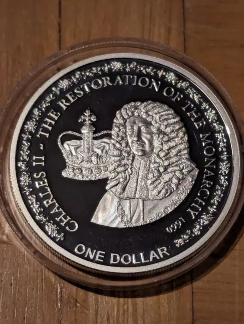 2010 Restoration Of The Monarchy Silver Plated One Dollar Fiji Coin