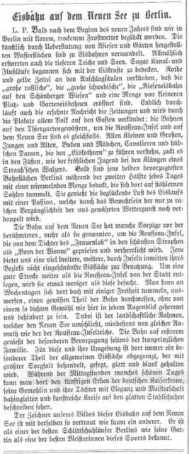 "Die Eisbahn auf dem Neuen See bei Berlin" Original Holzstich erschienen 1886 2