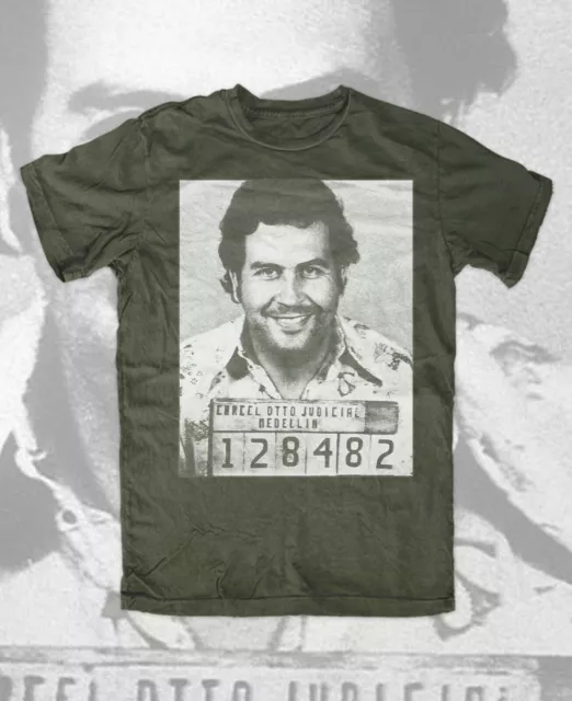 Maglietta Pablo Escobar Mugshot oliva, re della Coca-Cola, cocaina, don pablo, DROGA,