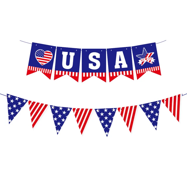 American Independence Day National Day Triangle Pull Flag Banner Spiral Hanging