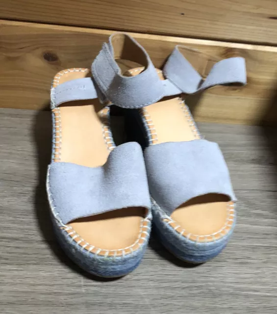 Frye and Co Womens Blue Espadrille Wedge Sandals Shoes Platform Ombre Size 7.5