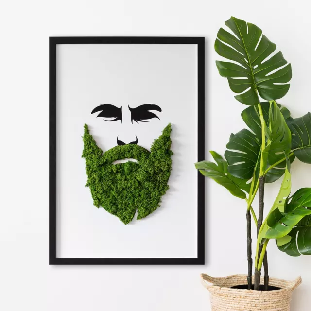 Immagine Muschio Foresta Muschio Cornice MDF nero 40x60 cm- Hipster con barba