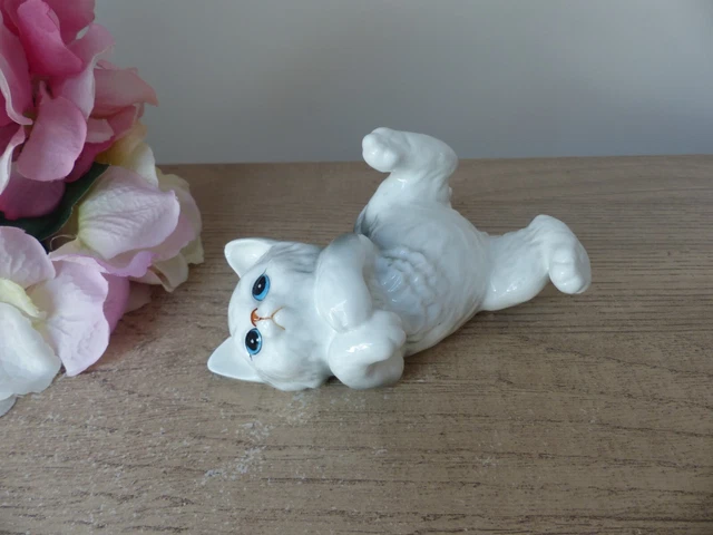Statuette Elpa Chat Siamois Céramique - Yeux Bleus - Vintage Hauteur 22 Cm