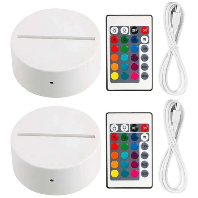 2 Pack 3D Night LED Light Lamp Base + Remote Control + USB Cable, 16 Colorsooi