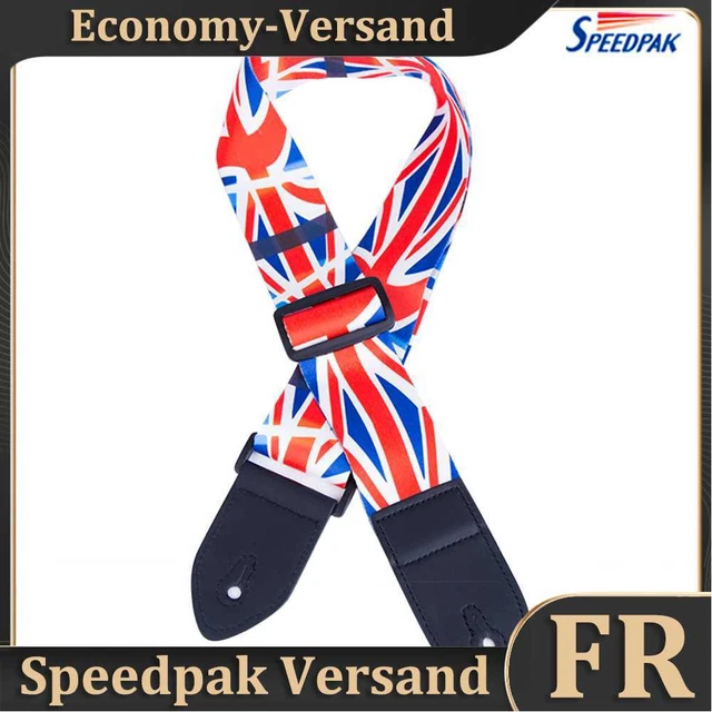 Leather Folk Guitar Strap Adjustable Belt Musical Instrument Parts (Flag) Hot
