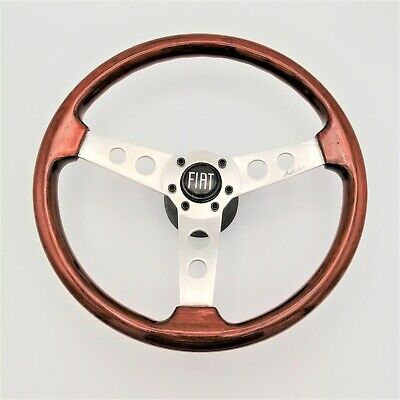 HELLEBORE 32cm Wood Steering wheel FIAT + hub + horn button volante in legno