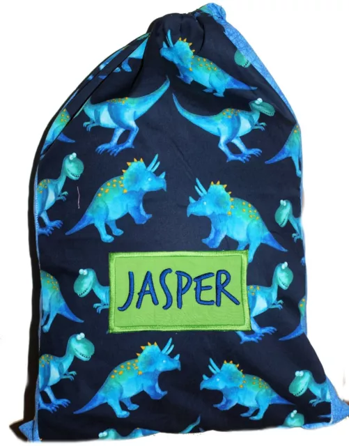 Kids Book Bag | Library Bag | Toy Bag | SML | Dinosaur Friends |  1st Name FREE