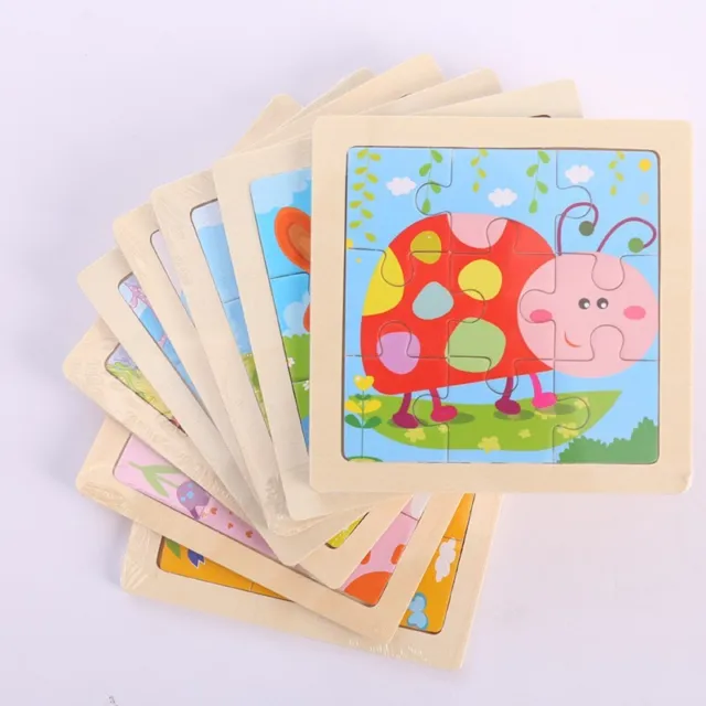6pcs Cute 3D Wooden Wood Puzzle Jigsaw Toy Kids Student Educational Toys Gift