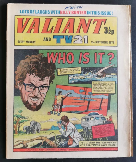 Valiant and TV21 Sep 2nd 1972 Scary Rolf Harris Cover VG