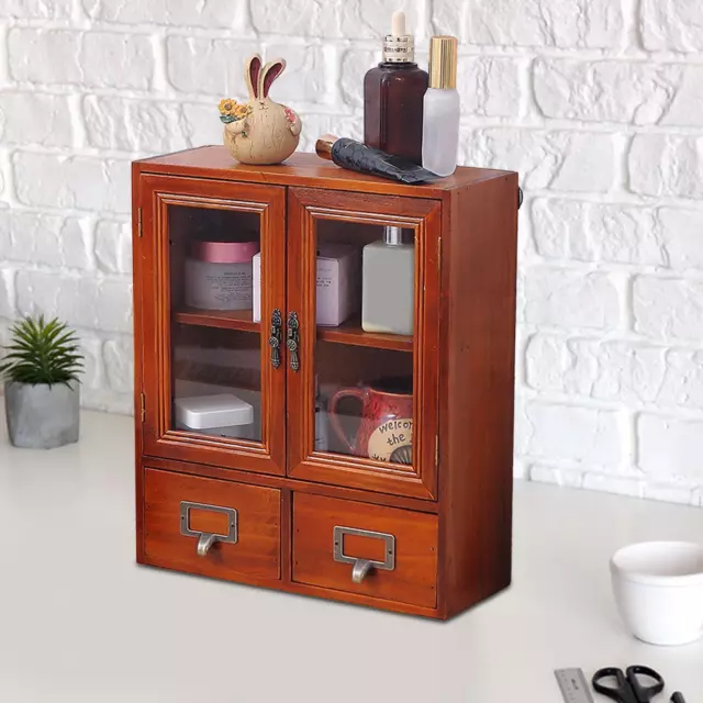 Storage Cabinet Furniture Supplies Retro Rustic Wooden Display Rack for Home
