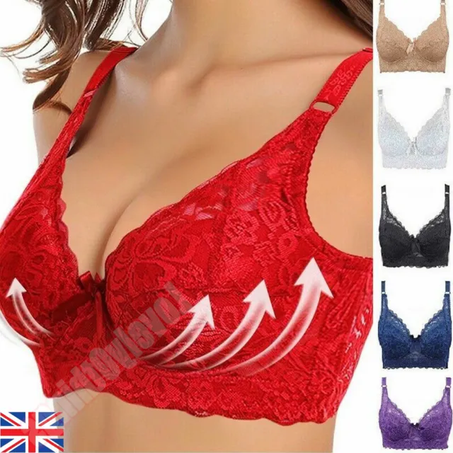 UK Sz Ladies Sexy Slap-up Lace Lingerie Underwear Push up Padded
