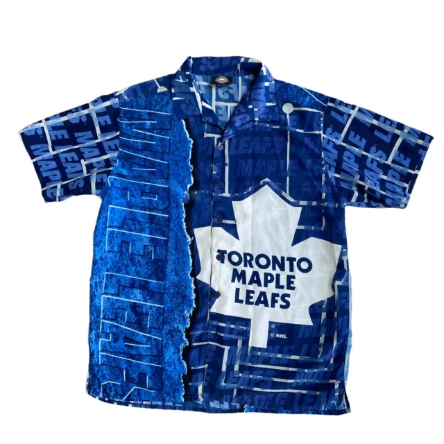 Toronto Maple Leafs Button Down Shirt Mens Medium NHL Hockey Hawaiian Style