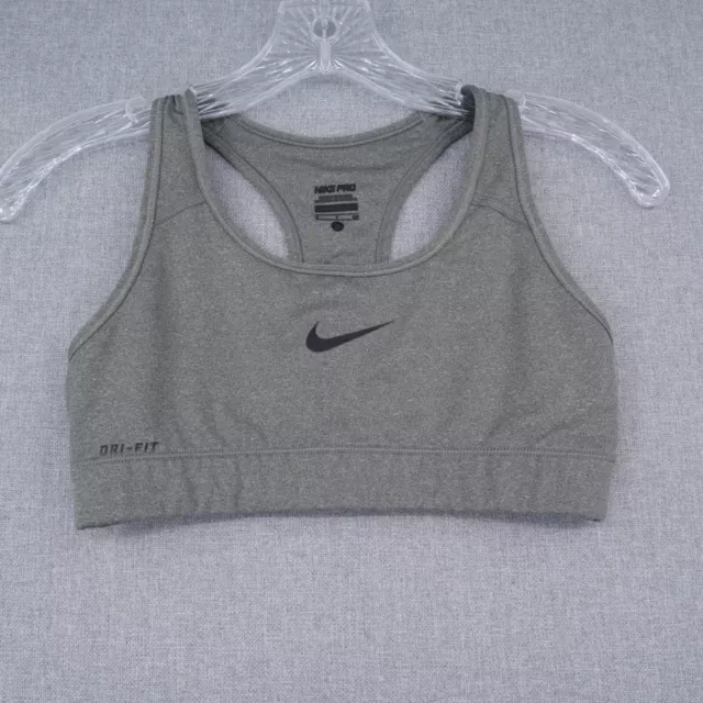 Nike Sports Bra Top Womens S Small Gray Training Workout Gym Dri-Fit Pro