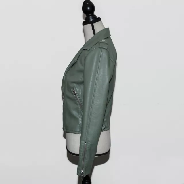 BLANKNYC Faux Leather Crop Moto XS Jacket Olive Green/Secret Meadow (see arm) 2