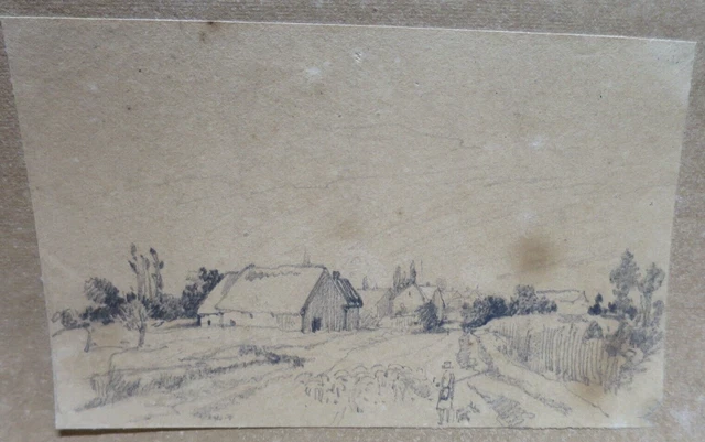 VIEUX DESSIN PAYSAGE Vue Tegensee Allemagne Crayon Sur papier Art BM53