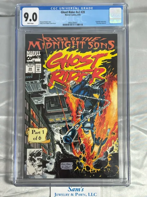 Ghost Rider #v2 #28 CGC 9.0 ❄️Snow WHITE Pages❄️ 1992 1st Lilith & Midnight Sons