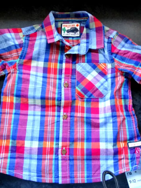 Mothercare Boys Multi Coloured Checked Smart Shirt Size 9-12 Months BNWT      cf