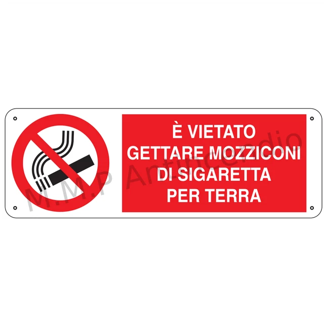 CARTELLO SEGNALETICO E vietato gettare mozziconi EUR 4,49 - PicClick IT