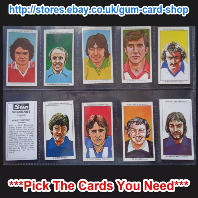 The Sun Soccercards 1978-79 (Vg) (Card 901 To 1000) *Please Choose Cards*