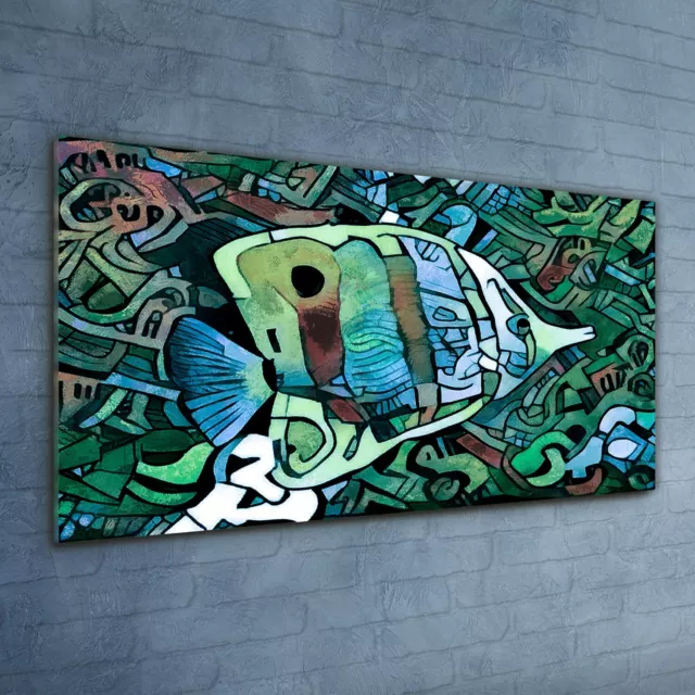 Druck auf Glas Wandbild Glasbilder 120x60 Gemälde Abstrakte Tier Fisch Kunst