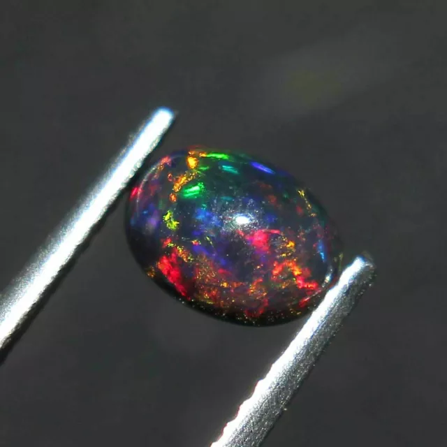 Natural 8x6 mm Oval Ethiopian Multi Fire Black Opal Cabochon Loose Gemstones