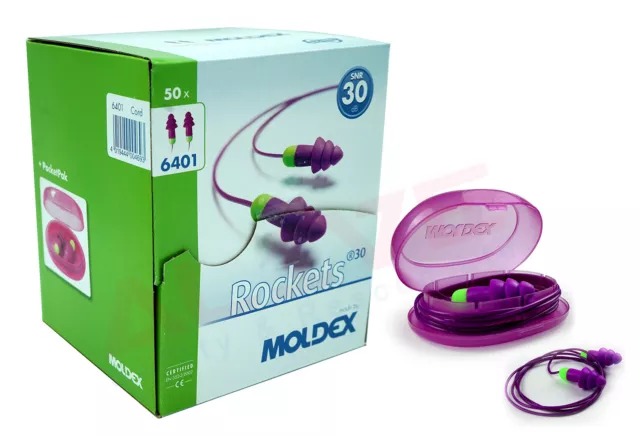 MOLDEX Reusable Ear Plugs 6401 Rockets Corded Washable Earplugs with Travel Case