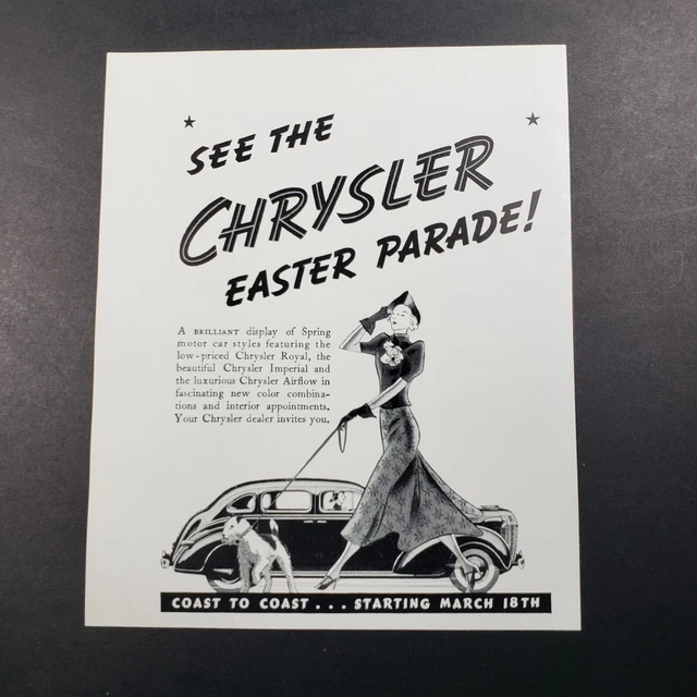 1937 Print Ad Chrysler Automobiles Easter Parade Royal Imperial Airflow