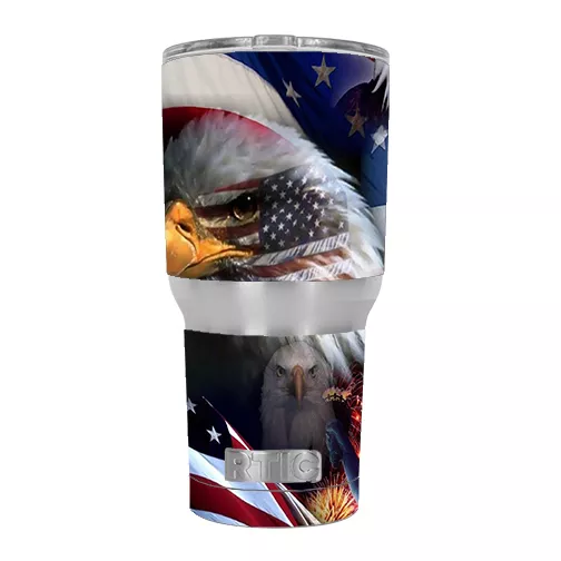 Skin Decal for RTIC 30 oz Tumbler Cup (6-piece kit) / USA Bald Eagle in Flag