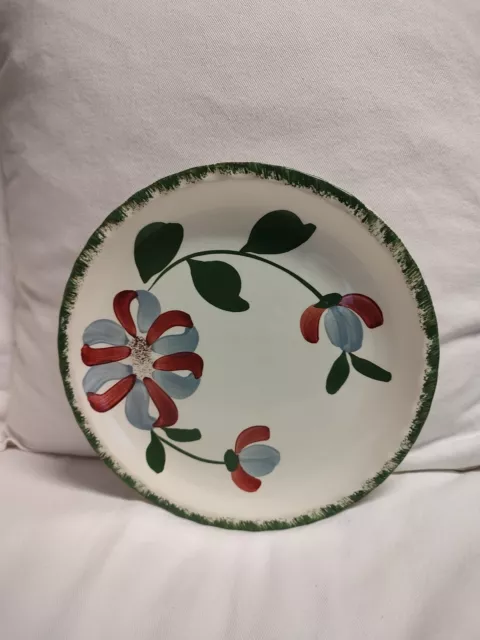 4 Blue Ridge Southern Pottery Whirligig 10.5" Dinner Plates Plus Serving 1940's 2