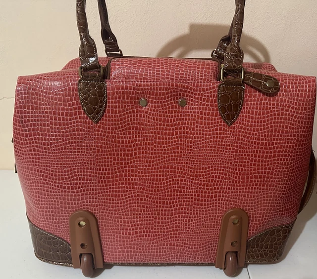 Samantha Brown Faux Croco Embossed Rolling Carry On Bag + Suitcase Luggage Set 3