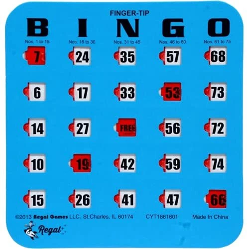 Regal Games - Finger-Tip Shutter Slide Bingo Cards - 50 Pack - Blue - Perfect...