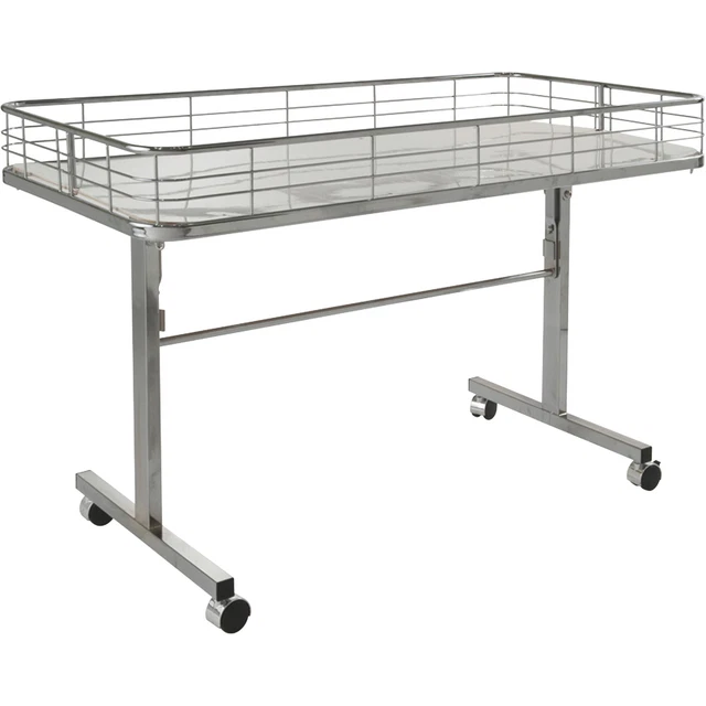 Econoco Rolling Dump Table - Chrome, 23 1/2in.W x 47in.L x 31in.H, Model# DT48/C