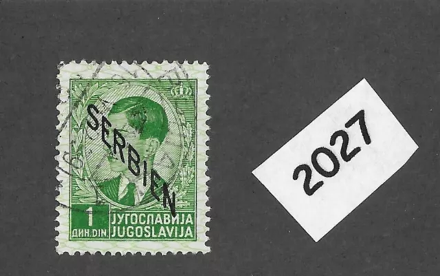 #2027  Used stamp 1.00D 1941 Serbia Overprint Yugoslavia German occupation WWII
