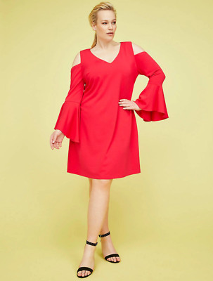 Lane Bryant Cold-Shoulder Bell-Sleeve Fit Flare Dress 14-16-18-22-24-26 2x 3x 4x
