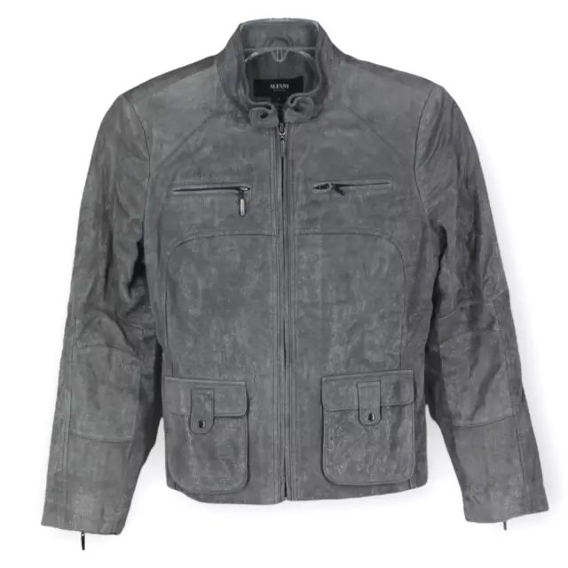 ALFANI PETITE WOMEN'S Gray Silver Zip Up Leather Coat Jacket Petite ...