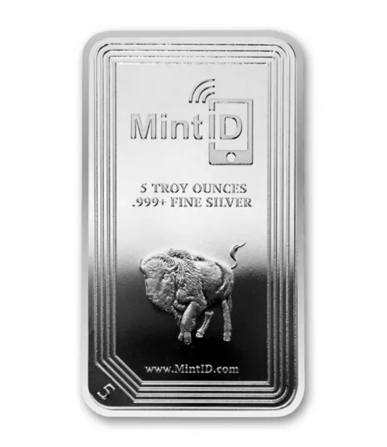 5 oz MintID Buffalo Silver Bar .999+ Fine - NFC Scan Authentication - IN STOCK