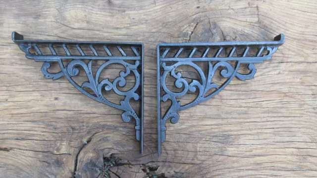 9" Ornate Vintage High Level Cast Iron Toilet Cistern or Shelf Brackets