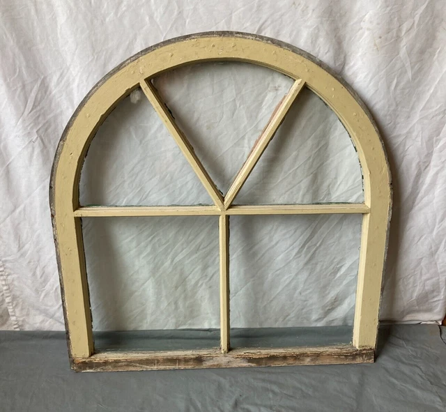 Antique 5 Lite 31x30 Arched Dome Top Window Sash Shabby Cottage Vtg Chic 396-23E