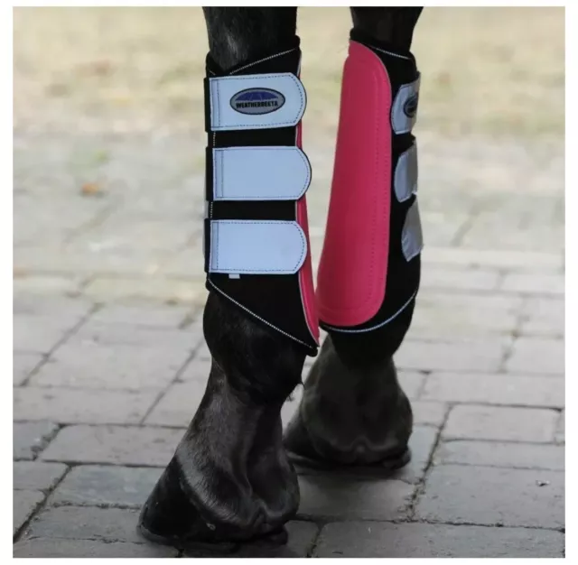 Weatherbeeta Reflective Single Lock Brushing Boots - Pink/Silver