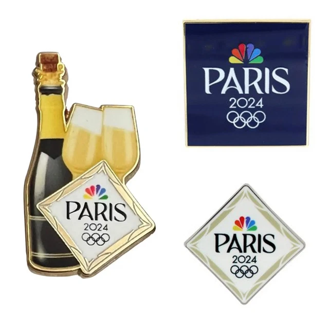 2024 PARIS NBC Olympic Pin 3 Pin Set Badge Media Lapel (L/D/C) 25.99