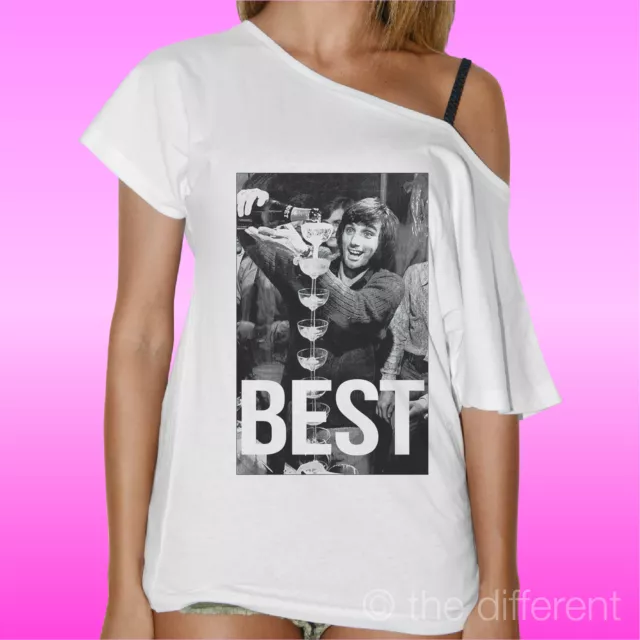 T-Shirt Donna Collo Barca George Best Bicchieri Champagne Moet