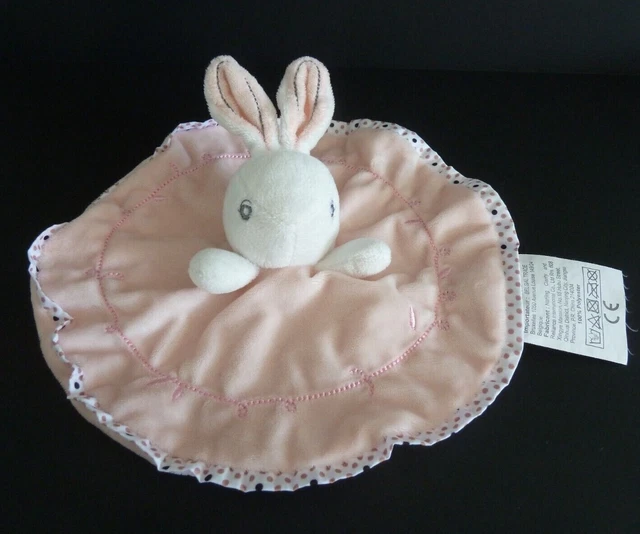 V6. DOUDOU PLAT NANJING BELGAL TRADE LAPIN rond rose blanc pois noir ETAT NEUF *