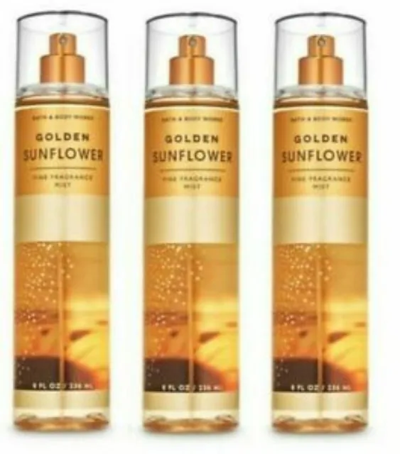 Set X 3 - Golden Sunflower Fragrance Mist Body Spray Bath & Body Works 8 Oz  New