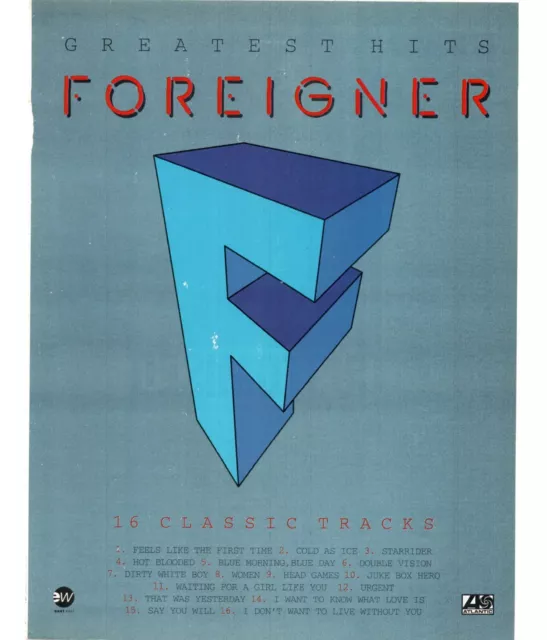 Framed Magazine Single/Album Advert 11X9" Foreigner Greatest Hits